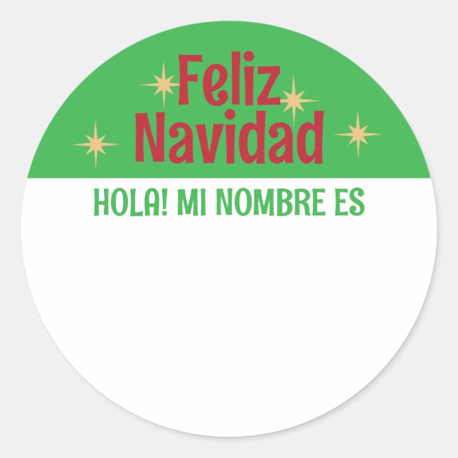 Feliz Navidad Spanish Hello Name Tag (Front)