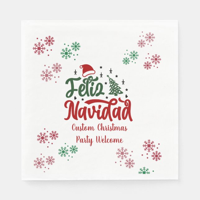 Feliz Navidad Spanish Merry Christmas Napkin (Front)