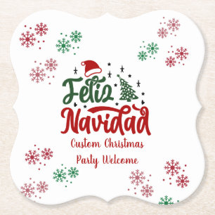 Feliz Navidad Spanish Merry Christmas Paper Coaster