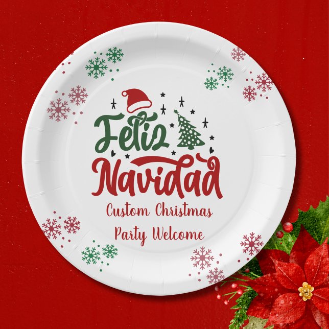 Feliz Navidad Spanish Merry Christmas Paper Plate (Creator Uploaded)