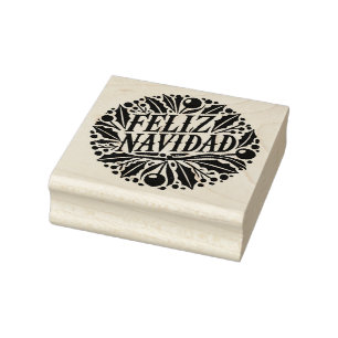 Feliz Navidad Spanish merry Christmas Rubber Stamp