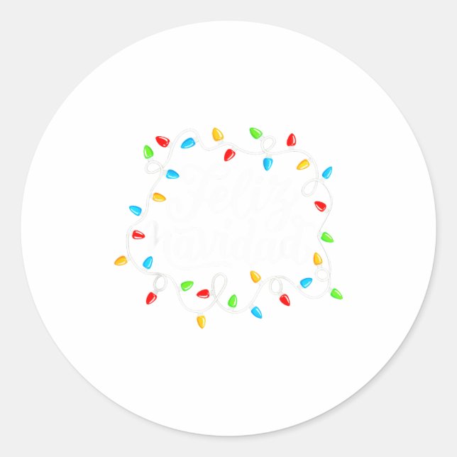Feliz Navidad Spanish Mexican Christmas Xmas Light Classic Round Sticker (Front)