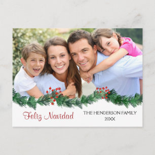 Feliz Navidad Spanish Script Photo Card