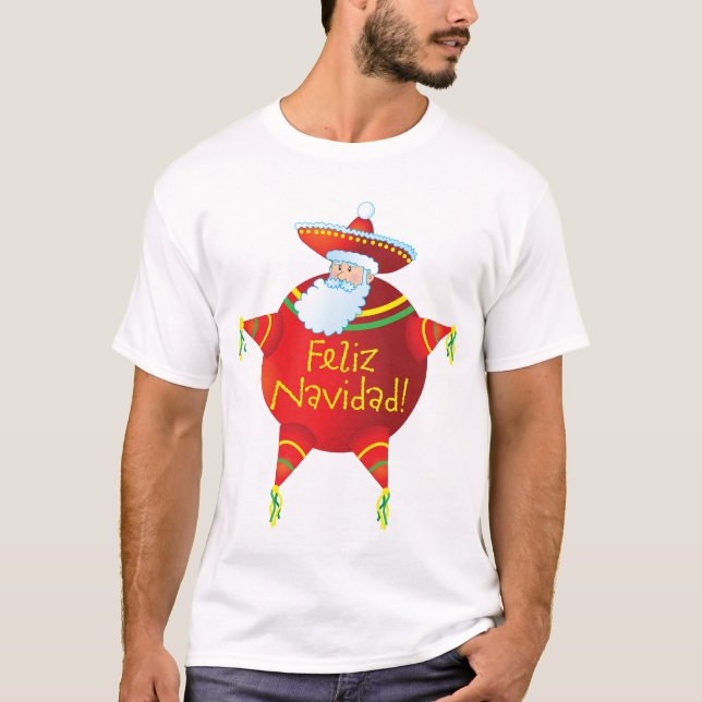 Feliz Navidad - Spanish T Shirt, Spanish Santa T-Shirt (Front)