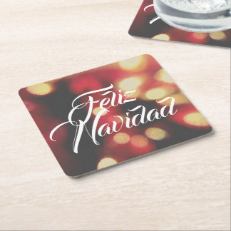 Feliz Navidad Square Paper Coaster