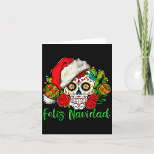 Feliz Navidad Sugar Skull Mexican Christmas  Card