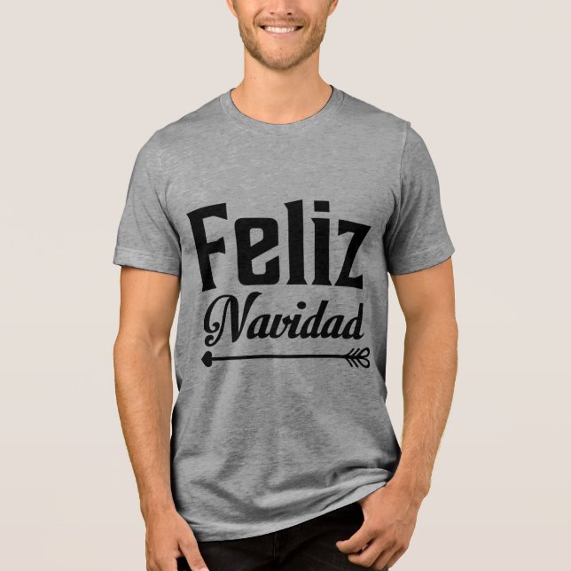 Feliz Navidad Typography Arrow Tri-Blend Shirt (Front)