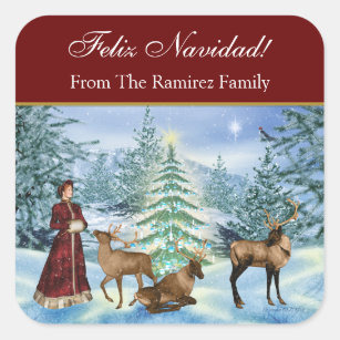 Feliz Navidad Victorian Personalised Gift Stickers