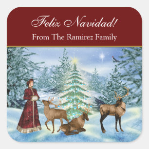Feliz Navidad Victorian Personalised Gift Stickers