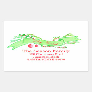 Feliz Navidad, watercolor Christmas banner Rectangular Sticker