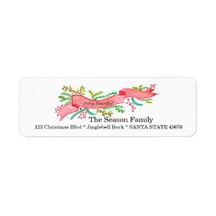 Feliz Navidad, watercolor Christmas banner Return Address Label