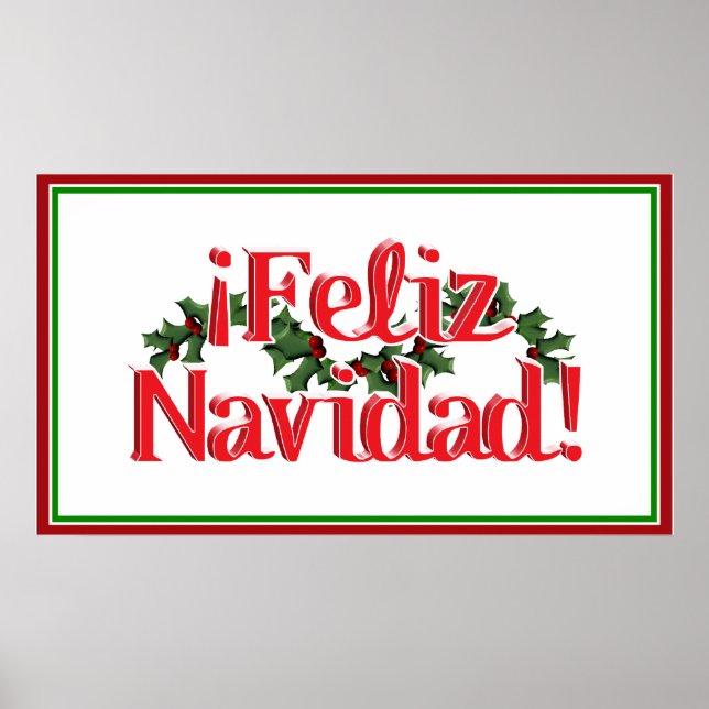 Feliz Navidad With Holly Poster (Front)