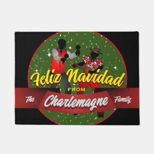  Feliz Navidad with Parranderos and FAMILY NAME Doormat