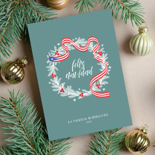 Feliz Navidad Wreath Flat Holiday Card