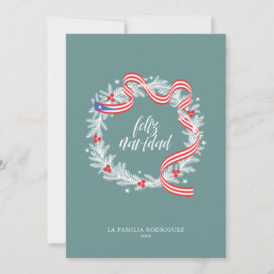 Feliz Navidad Wreath Photo Flat Holiday Card