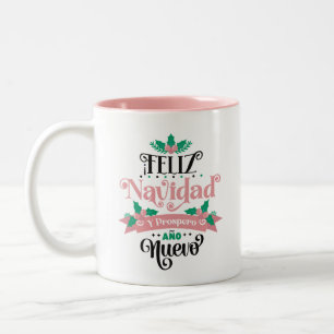 Feliz navidad y prospero ano nuevo christmas Two-Tone coffee mug