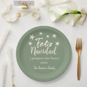 Feliz Navidad y próspero Año Nuevo Holiday Party Paper Plate