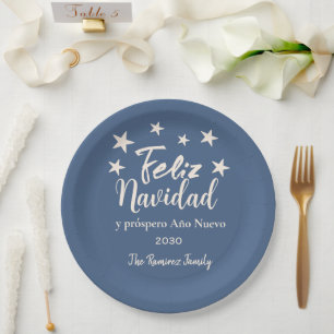 Feliz Navidad y próspero Año Nuevo Holiday Party Paper Plate