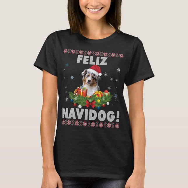 Feliz Navidog Aussie Dog Ugly Sweater Christmas Sa (Front)
