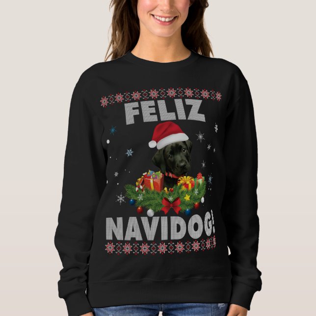Feliz Navidog Black Labrador Dog Ugly Sweater Chri (Front)