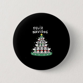 Feliz Navidog Christmas Dog T-Shirt, Funny Cute Xm 6 Cm Round Badge