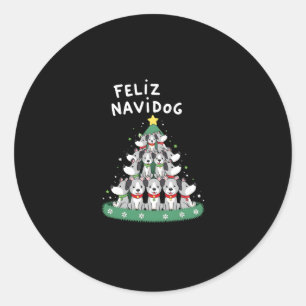 Feliz Navidog Christmas Dog T-Shirt, Funny Cute Xm Classic Round Sticker