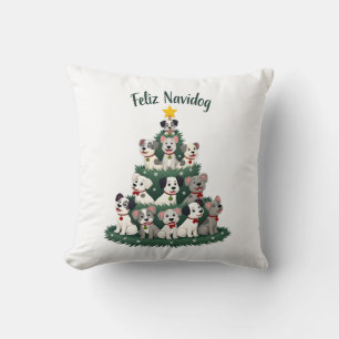 Feliz Navidog Christmas Dog T-Shirt, Funny Cute Xm Cushion