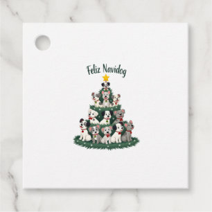 Feliz Navidog Christmas Dog T-Shirt, Funny Cute Xm Favour Tags