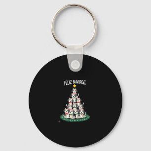 Feliz Navidog Christmas Dog T-Shirt, Funny Cute Xm Key Ring