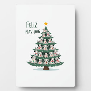 Feliz Navidog Christmas Dog T-Shirt, Funny Cute Xm Plaque