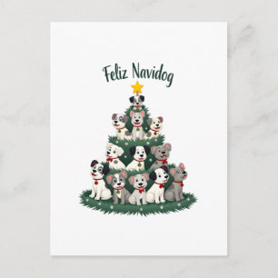 Feliz Navidog Christmas Dog T-Shirt, Funny Cute Xm Postcard