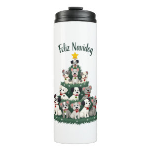 Feliz Navidog Christmas Dog T-Shirt, Funny Cute Xm Thermal Tumbler