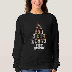 Feliz Navidog Cute Spanish Dog Christmas Puppy Tre Sweatshirt
