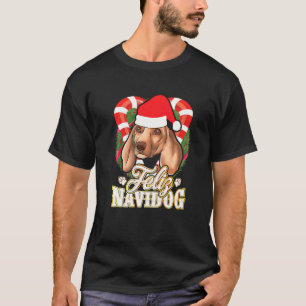 Feliz Navidog Dachshund With Santa Claus Hat Dog C T-Shirt