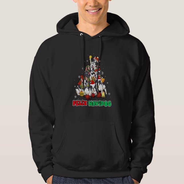 Feliz Navidog Feliz Navidad Christmas Boston Terri Hoodie (Front)