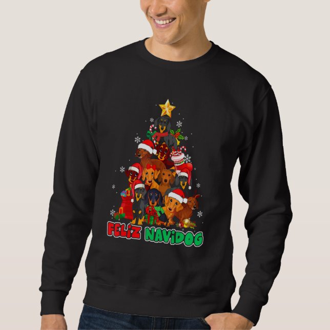 Feliz Navidog Feliz Navidad Christmas Dachshund Do Sweatshirt (Front)