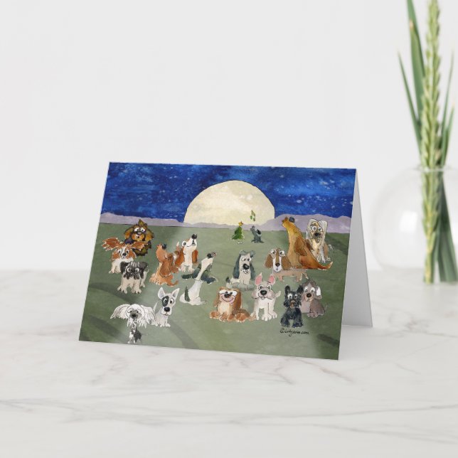 Feliz Navidog Funny Cartoon Dogs Christmas Card (Front)