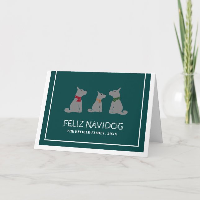 Feliz Navidog, Funny Spanish Christmas Card (Front)