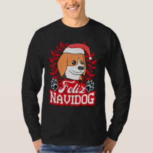 Feliz Navidog Navidad Beagle Santa Hat Merry Chris T-Shirt