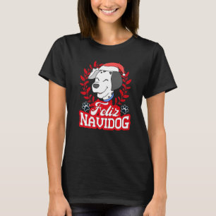Feliz Navidog Navidad Dalmatian Santa Hat Merry Ch T-Shirt
