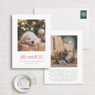 Feliz NaviDog Punny Pet Photo Christmas Card