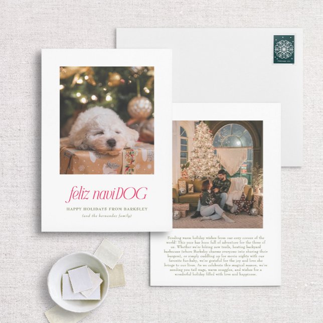 Feliz NaviDog Punny Pet Photo Christmas Card (Creator Uploaded)