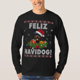 Feliz Navidog Rottweiler Dog Ugly Sweater Santa Ch
