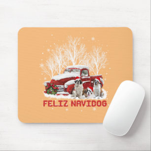 Feliz Navidog Saint Bernard Christmas Dog Lovers Mouse Pad