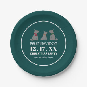 Feliz Navidog, Spanish Style Christmas Paper Plate