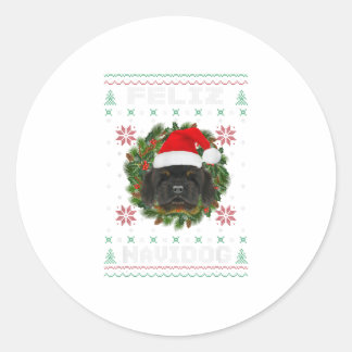 Feliz Navidog Tibetan Mastiff Dog Santa Classic Round Sticker