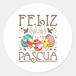 Feliz Pascua Happy Easter Spanish  Classic Round Sticker