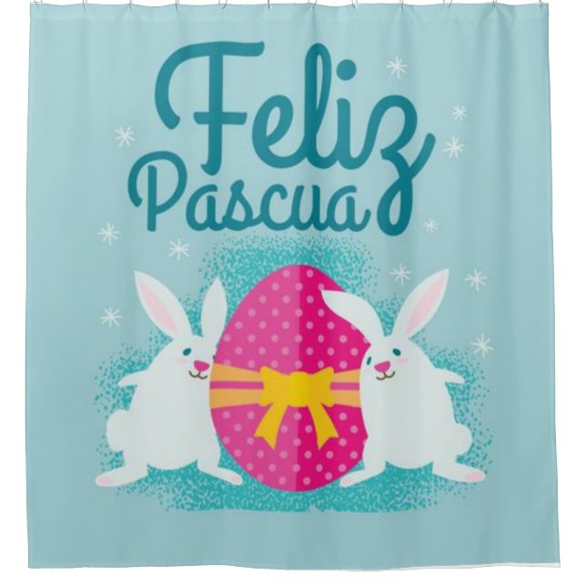 Feliz Pascua Shower Curtain (Front)