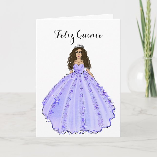 Feliz Quince - Purple Quinceanera Birthday Card (Front)