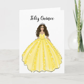 Feliz Quince - Yellow Quinceañera Birthday Card